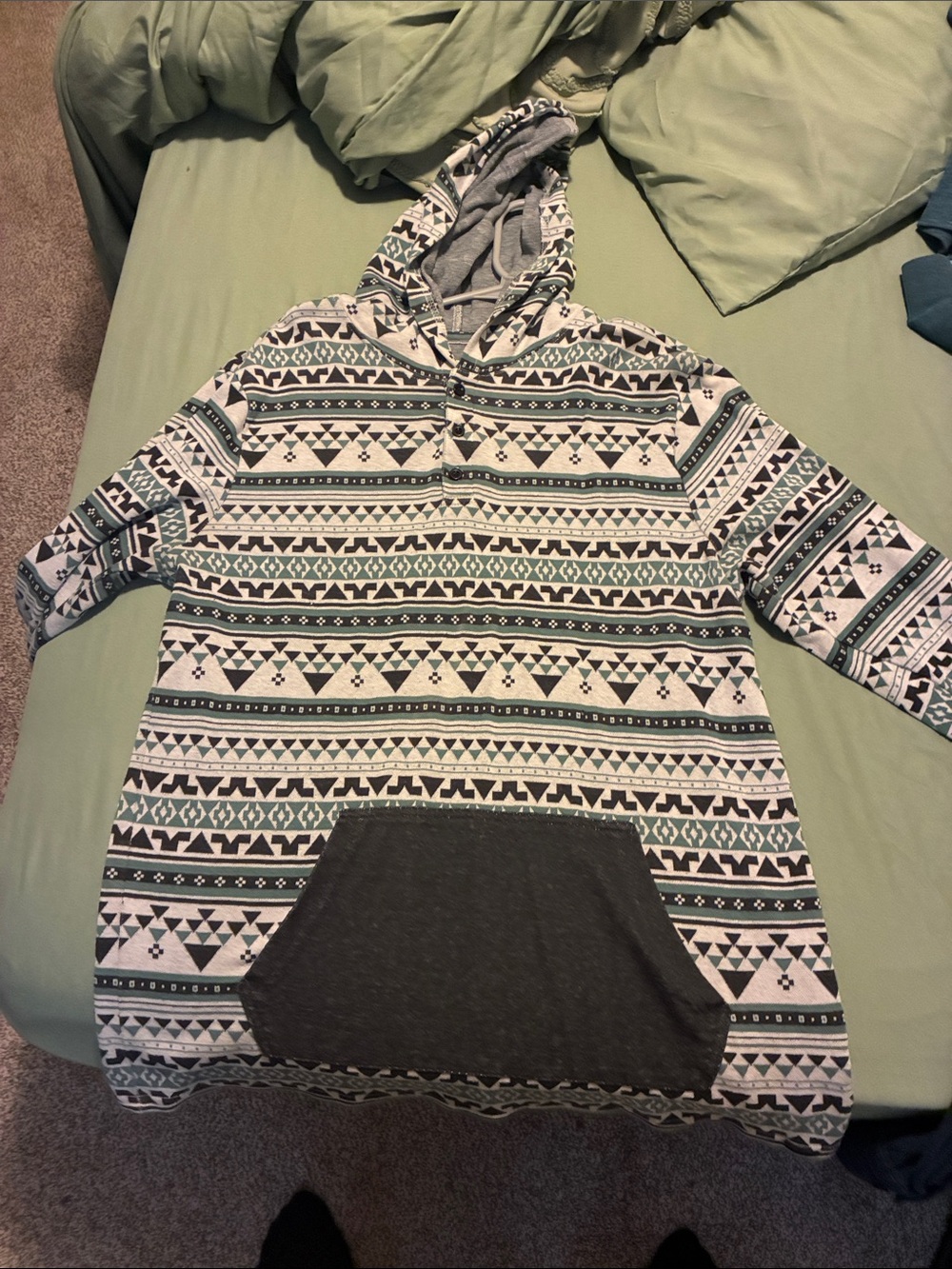on the byas Men's Aztec Zip-Up Hoodie – Gray & Cream